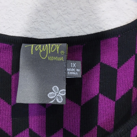 NWOT Taylor Geometric Print Sweater Dress 1X - Picture 5 of 8